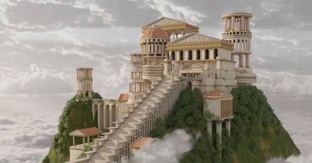 Fantasy illustration of the palaces of the gods on Mount Olympus. Source: Max79im / Adobe Stock