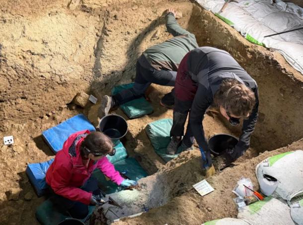 Archaeological excavation work in the area where the Neanderthal DNA producing remains appeared.