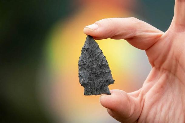 Artifact recovered from the Williams Lake area and believed to be an arrowhead from the early Nesikep period. Source: Sugar Cane Archeology