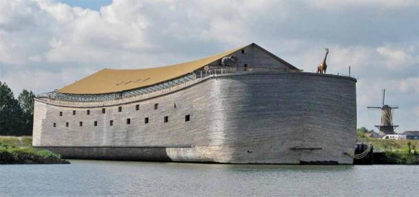 Sir Aad Peter’s Dutch Noah’s Ark replica is shown here docked in the Netherlands, where it was conceived. But now that the Biblical ship has sailed to the UK it may never return until the paperwork is in order and the hefty daily fines are paid.