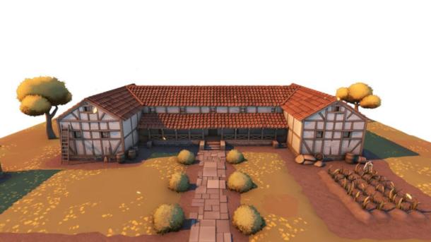 A digital rendering of what the Roman villa near Dereham, Norfolk, might have looked like. 