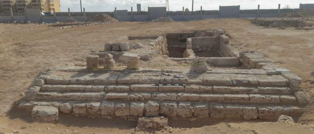 One of the newly excavated limestone-built tombs at Marina el-Alamein, part of an ancient Ptolemaic and Roman cemetery on Egypt's Mediterranean coast