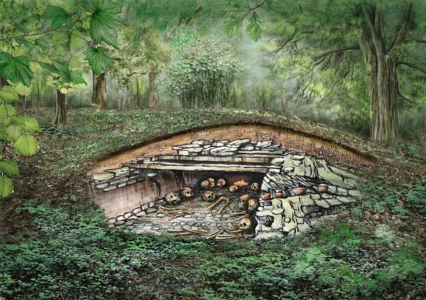 Reconstruction of the Sorsum megalithic tomb.