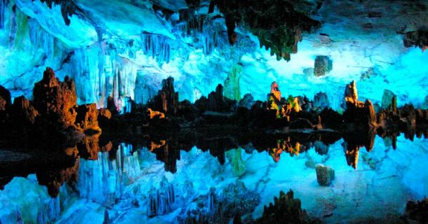 The Reed Flute Cave in southern China is a beautiful geological marvel. Source: Dennis Jarvis / CC BY SA 2.0