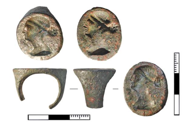 The 2,200-year-old bronze ring bearing the portrait of Egyptian Queen Arsinoe III.