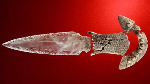 Rock crystal dagger with ivory hilt and sheath