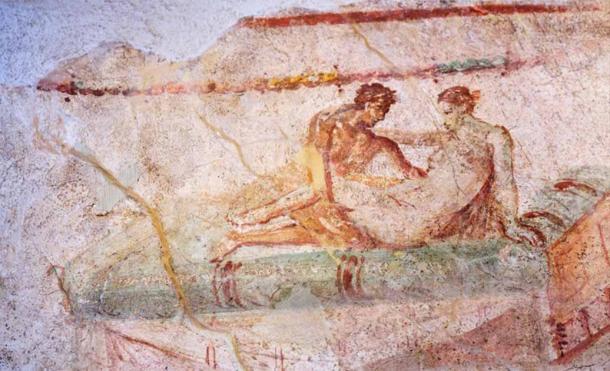 Sex scene in ancient fresco in Pompeii in the Casa delle Lupanare. Source: BlackMac/Adobe Stock