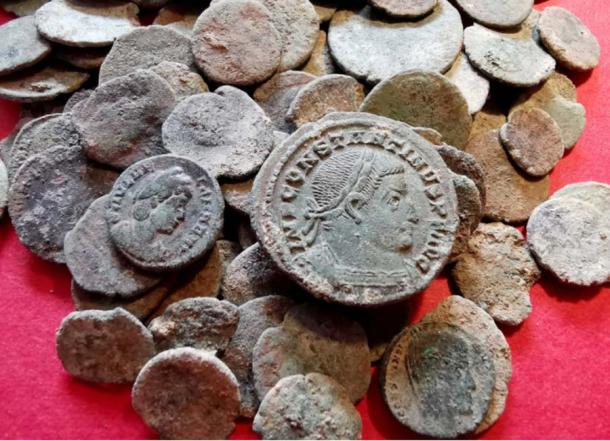 The Roman coin hoard discovered in the cave in Northern Spain. Source: Consejería de Cultura del Principado de Asturias
