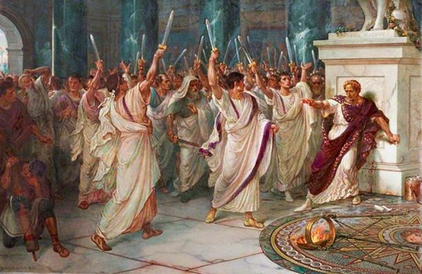 The assassination of Julius Caesar by William Holmes Sullivan (1836-1908). Source: Public Domain