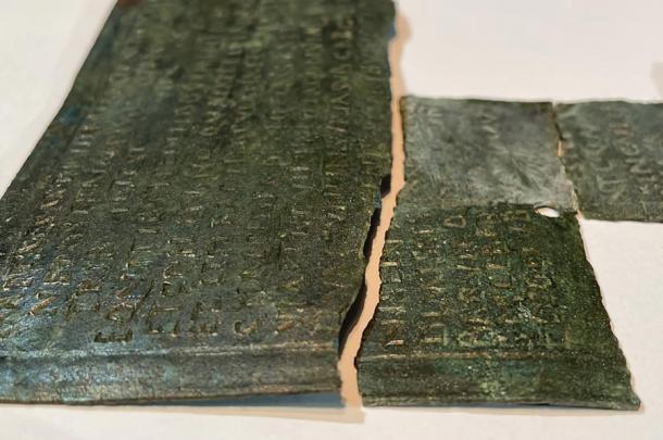 The bronze plate pieces of the Roman military diploma found in the ancient Anatolian city of Perre or modern-day Adiyaman, Turkey. Source: Anadolu Agency