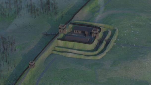 Visual reconstruction of the Boclair Road Roman fortlet.