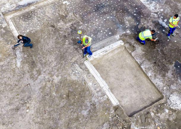 Aerial view of the Roman villa at Castel di Guido, near Rome