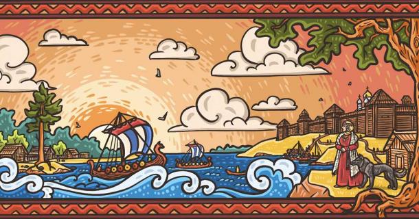 A Russian postcard depicting the world of the