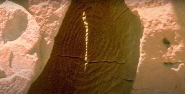 The Fajada Butte Sun Dagger in Chaco Canyon in New Mexico is a spiral petroglyph that is lit up with brilliant streaks of focused Sunlight at key moments in the year.	Source: YouTube screenshot / Mystery History