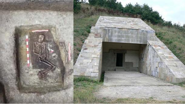 The grave of the unusually tall Bronze Age man found in Bulgaria. (Primorsko Museum of History/Nova TV) Representative image of the entrance to a tumulus near the town of Strelcha, Bulgaria.