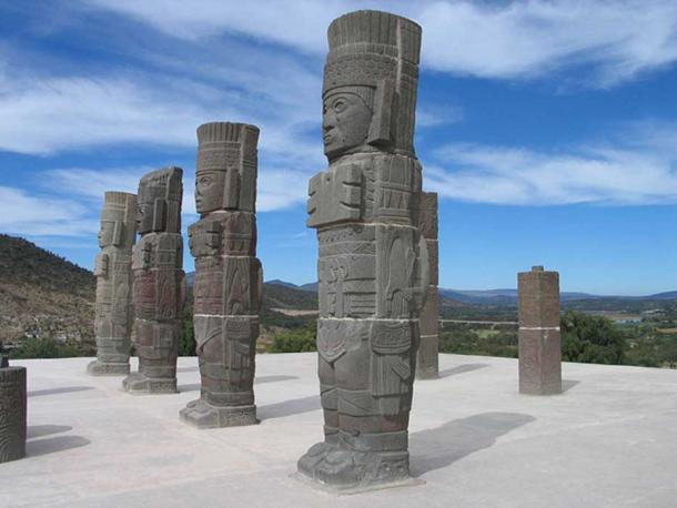 Magnificent columns in the form of Toltec warriors in Tula