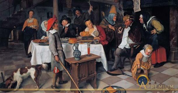 A Twelfth Night Feast: 'The King drinks' by Jan Steen (1661) Royal Collection (Public Domain)