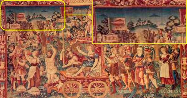 The Enigma of Disc-Shaped Objects in Summer's Triumph Tapestry