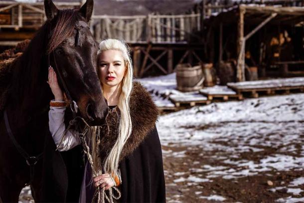  Vikings woman with horse, the Norse invaders brought their animals with them. Source: selenit / Adobe Stock