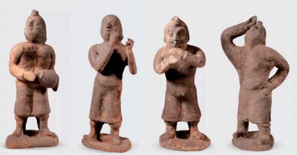 These terracotta figurines were unearthed by archaeologists from the Datong Institute of Cultural Relics and Archaeology from a tomb dating to the Northern Wei Dynasty (386-534) in Datong, Shanxi province. Source: China Daily