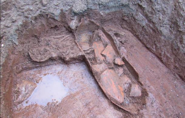Sarcophagus at the Roman necropolis in Zadar. 