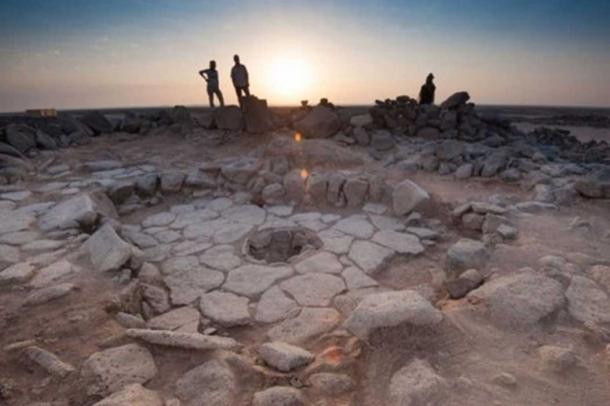 One of the stone structures of the Shubayqa 1 site. The fireplace, where the bread was found, is in the middle.
