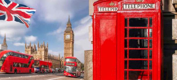 London symbols of British culture with Big Ben, a double-decker bus and Red Phone Booths. Source: Tomas Marek/ Adobe Stock
