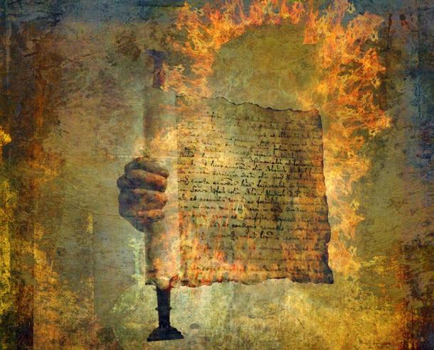 Burning scroll