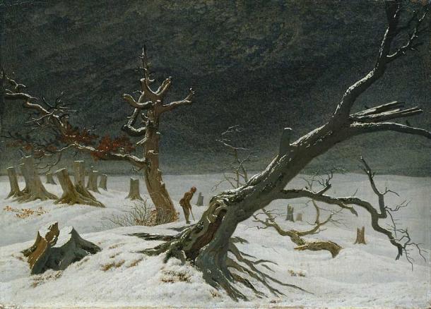 536 was a year of climate cataclysm. Winter landscape by Caspar David Friedrich. Source: Public domain