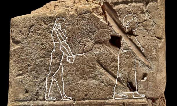 The British Museum’s long misunderstood 3500-year-old Babylonian tablet reveals a male ghost image on the left led by a woman on the right. Source: The British Museum