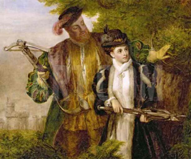 King Henry and Anne Boleyn Deer shooting in Windsor Forest by William Powell Frith, 1903. Source: Public Domain
