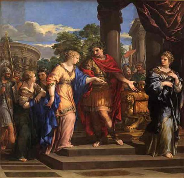 Caesar giving Cleopatra the Throne of Egypt. Source: Public Domain