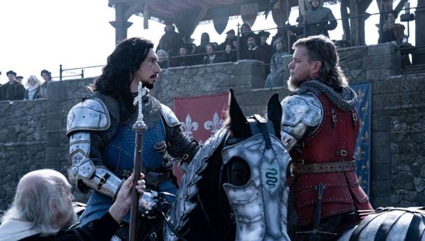 Jaques Le Gris, played by Adam Driver on the left, and Jean de Carrouges, played by Matt Damon, in The Last Duel. Source: 20th Century Studios