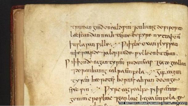 The written instructions for an onion and garlic eye salve from the Anglo-Saxon manuscript Bald's Leechbook. The remedy was found to kill MRSA bacteria.