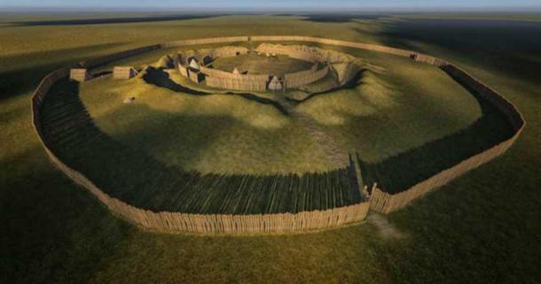 : An artist’s depiction of what the 7,000-year-old Neolithic roundel structure found near Prague would have looked like.Source: Institute of Archaeology of the Czech Academy of Sciences