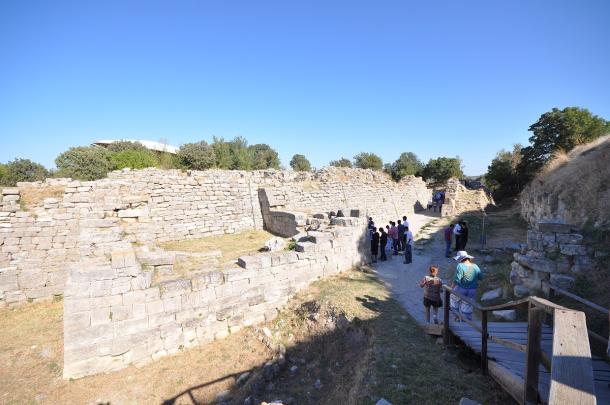 Stone walls at the archaeological site of Troy