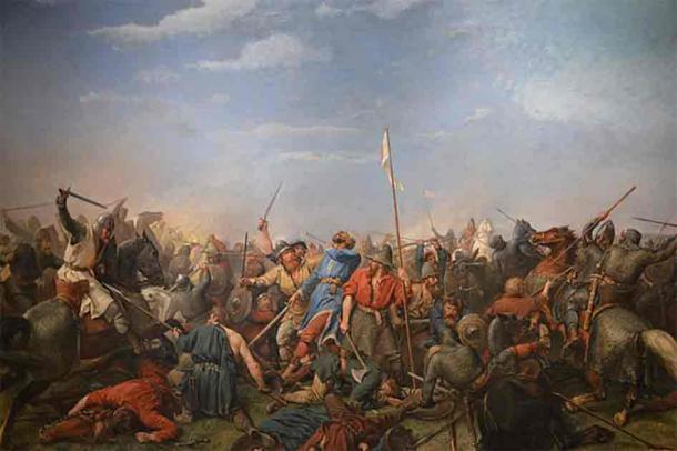 Invading Norwegian force led by Viking King Harald Hardrada at the Battle of Stamford Bridge. Source: Public Domain