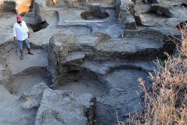 Remains of the walls of the ancient fortifications at Phanagoria.