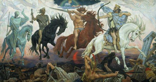 Each of the Four Horsemen of the Apocalypse represent different aspects of the cleansing of the earth, by Russian painter Viktor Vasnetsov. (Rillke / Public Domain)
