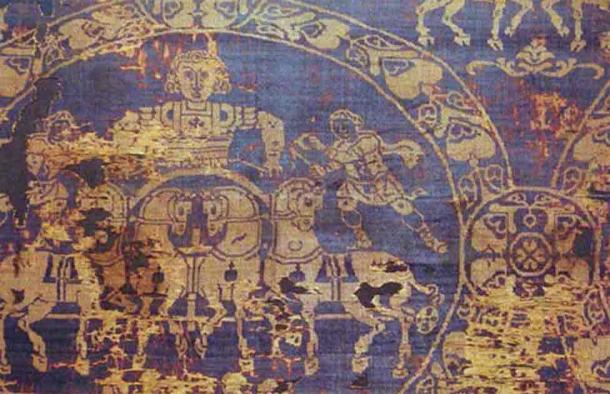 A fragment of the shroud in which the Emperor Charlemagne was buried in 814. It was made of gold and Tyrian purple from Constantinople. (Public Domain)