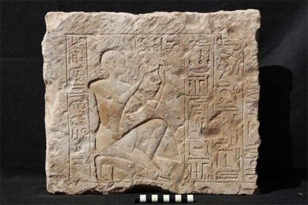 A fragment with hieroglyphs discovered at the Temple of Ramesses II. Credit: Ministry of Tourism and Antiquities.