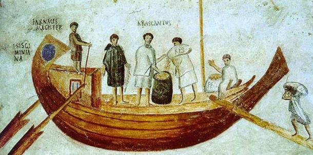 2nd/3rd Century AD fresco depicting a Roman merchant vessel