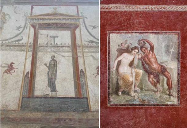 Other, classical art frescoes that have been uncovered in the buildings. Left, Aphrodite, Right; Persephone (Pompeii Sites)