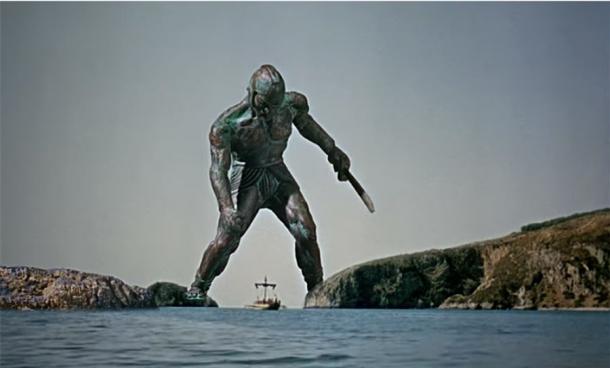 Still depicting Talos confronting the crew of the Argo from 1963 film Jason and the Argonauts. (Oriel Malik / YouTube)
