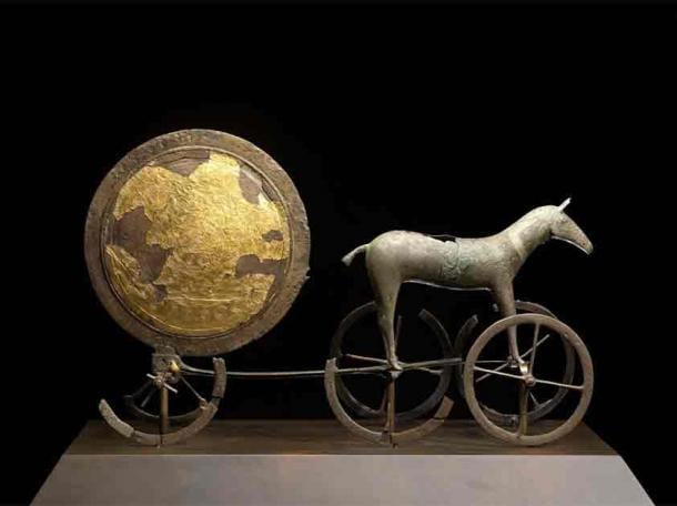 The gilded side of the Trundholm Sun Chariot. (CC BY-SA 3.0)