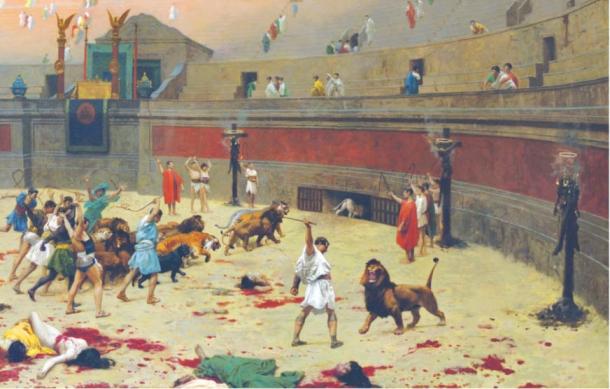 French painter Jean-Léon Gérôme depicted gladiators fighting beasts in a 1902 painting. 