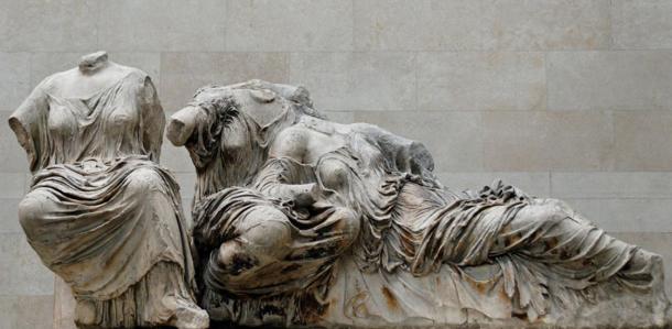 The goddesses Hestia, Dione and Aphrodite, from the Parthenon's east pediment, presently in the British Museum 