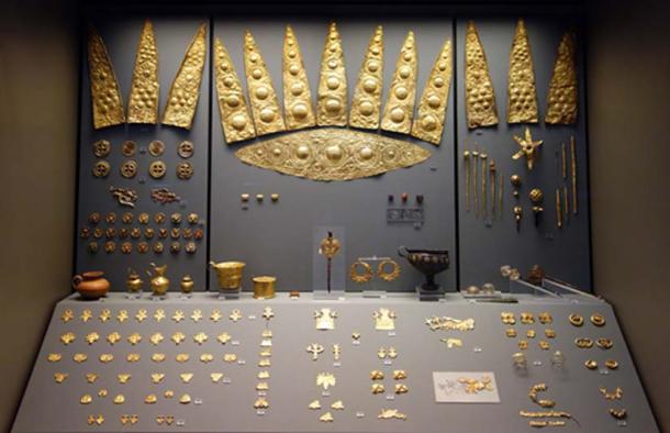Gold artifacts from Grave Circle A at Mycenae, Greece