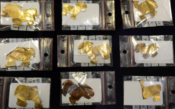 Some of the gold artifacts recovered from the underwater temple in Lake Titicaca