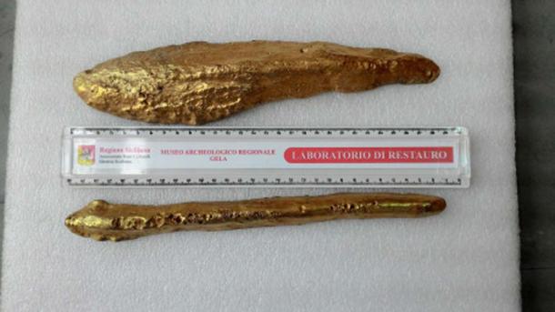 Plato said only gold was a more precious substance than orichalcum. Here are two of the recently discovered ingots. 